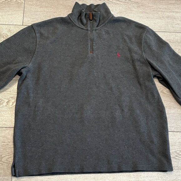 Polo Ralph Lauren Sweater Mens Large Gray 1/4 Zip Pony Logo Casual - Picture 2 of 9